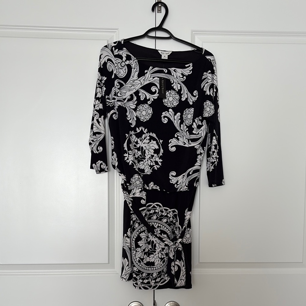 White House Black Market Black and White Baroque Dress